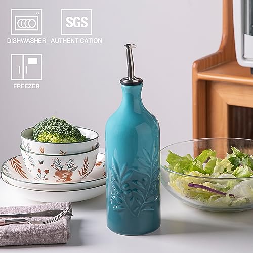 Sweejar Ceramic Olive Oil Dispenser Bottle (Gradient Blue / 20 oz, Set of 1)