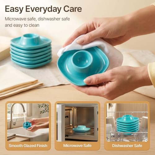 Soft Boiled Egg Cups (6 Pack / Square Style, Blue)