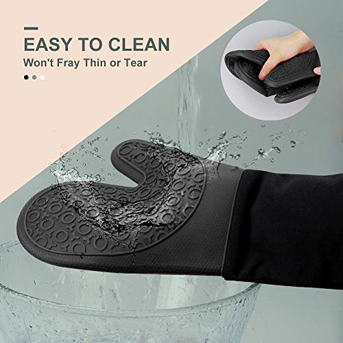 Silicone Oven Mitts (Black / 14.6in Oven Mitts)