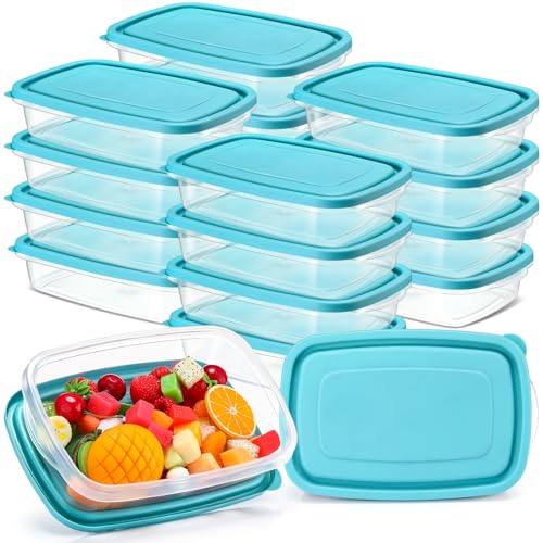18 Pcs 33 oz Plastic Food Storage Containers with Lids (Blue)