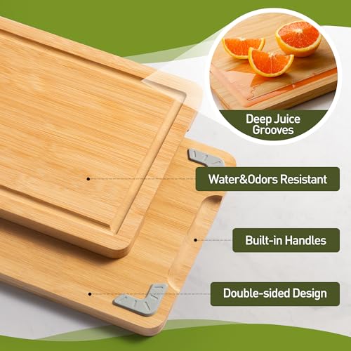 Bamboo Cutting Board Set Non Slip Feet Over Sink Kitchen Gadgets Seller 2024 First Apartment Essentials New Home Must Haves Things Stuff Accessories House Warming Decor Housewarming Hostess Host Gifts (3-Piece / Natural)