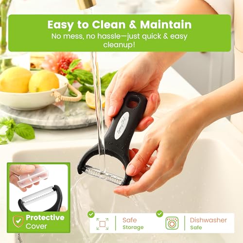 Premium Y & Vegetable Julienne Peeler Set for Kitchen with Stainless Steel Sharp Blades (2 Count)