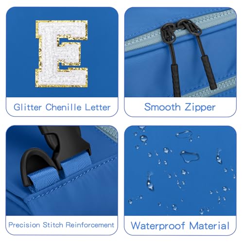 Lunch Box Kids Large Initial Insulated Lunch Bag for Girls (Blue / E)