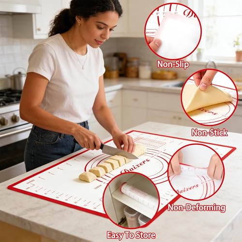 Silicone Baking Mats Set of 2 (Red / Large 28" x 20" Small 16" x 12")