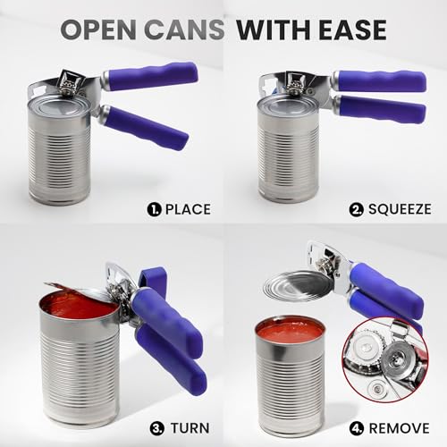 Manual Can Opener Heavy Duty Patented Stainless Steel (Grape / Comfy Grip)