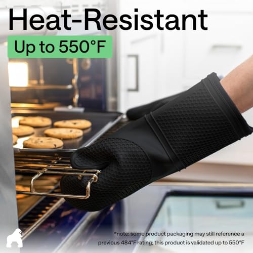 Silicone Oven Mitts (Black / 12.5" Oven Mitts)