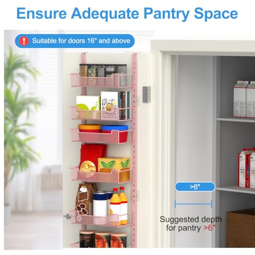 12.3" W Narrow Over the Door Pantry Organizer (Pink / 12.3"W 8-Tier)