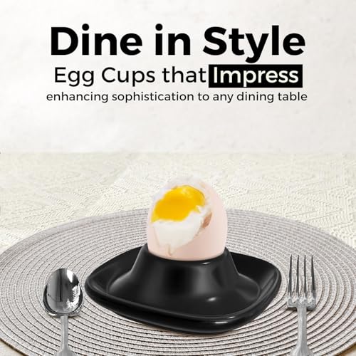 Soft Boiled Egg Cups (4 Pack / Square Style, Black)