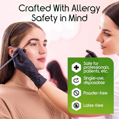 Heavy Duty 6 Mil Nitrile Chemical Resistant Medical Cooking Cleaning Disposable Gloves (Small / Black 6mil Box of 100)