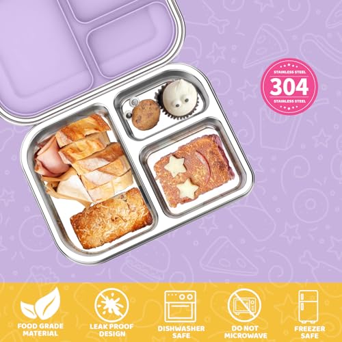 Stainless Steel Bento Box for Kids 1000ml (Purple)