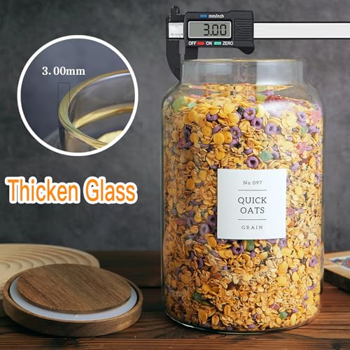 Set of 2 Large Glass Flour and Sugar Containers with 132 Pantry Labels (2 Count)