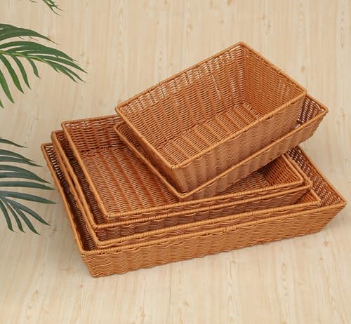 12" Poly Wicker Bread Basket (11.9 x 8 x 5.9 inches 1 Pack)