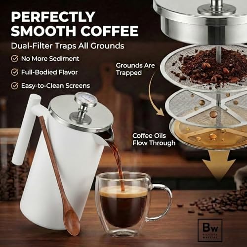 French Press Coffee Maker (White)