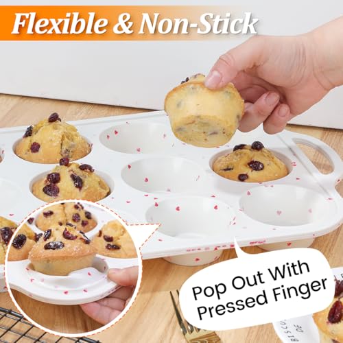 Silicone Muffin Pan (Creamy Heart / 12-Cup Regular)