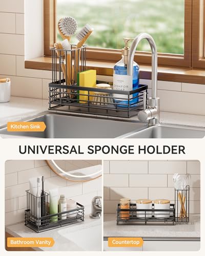 Sponge Holder for Kitchen Sink (Metallic Black / Medium)
