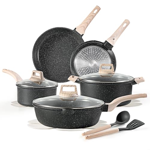 Nonstick Cookware Sets (Black / 14 Piece)