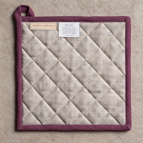 Pot Holders 100% Cotton Potholders (016 - Fanny Lavender / 8" x 8" (Pot Holder Pack of 2))