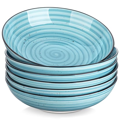 Bonbon Pasta Bowls Set of 6 (Blue / 38 Oz)