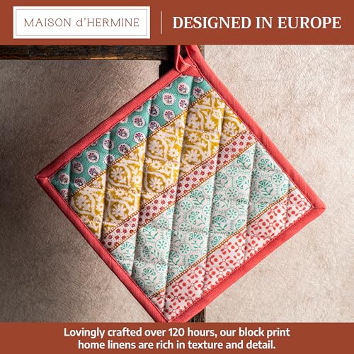 Pot Holders 100% Cotton Potholders (002 - Provence / 8" x 8" (Pot Holder Pack of 1))