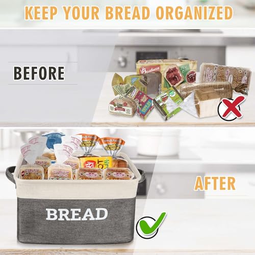 Bread Storage Basket for Kitchen (White & Grey)