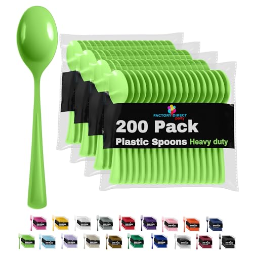 Party Solids Plastic Spoons (Lime Green / Spoons)