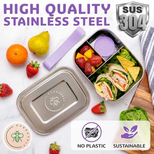 Stainless Steel Bento Box + Condiment Container (Lavender / 37oz / 1100ml)
