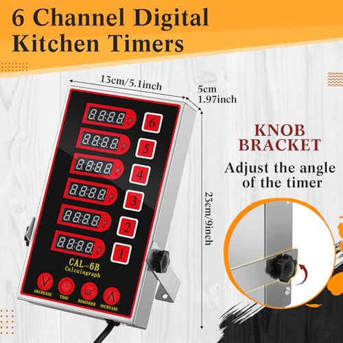 1 Pack Commercial Digital Kitchen Timer for Cooking (6 Channel)
