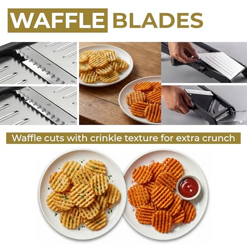 Gramercy Adjustable Mandoline Waffle Slicer for Kitchen (Black/Gray)