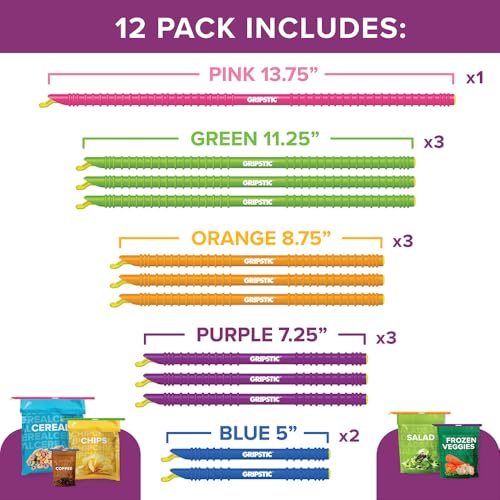 12 Pack Assorted Food Bag Sealers Reusable Chip Clips Bag Clips (Assorted Sizes (Pack of 12))