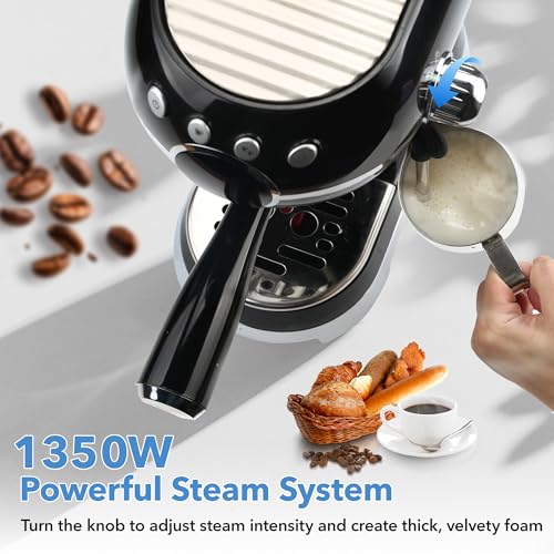 20Bar Compact Espresso Machine with Milk Frother (Black)