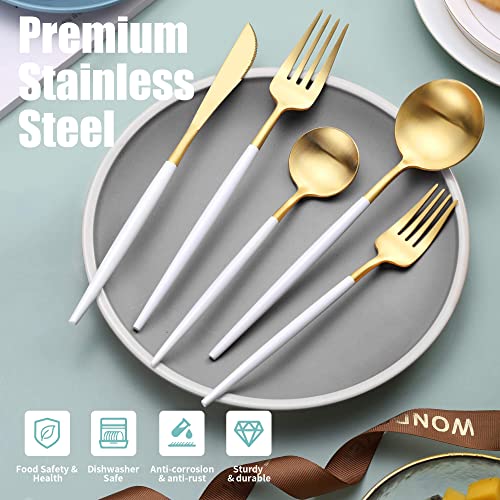 Matte White Gold Silverware Set for 4 (White Gold / 20 Pieces Set)