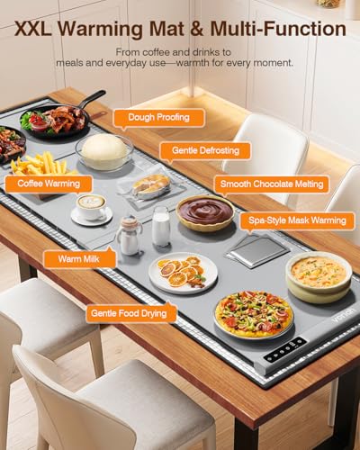 54'' Food Warming Mat with Heat (2X-Large-54*16'' / Silver Gray)