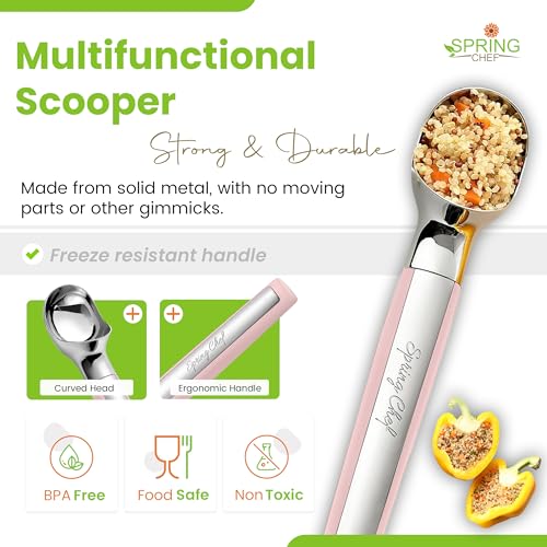 Heavy Duty Metal Ice Cream Scoop with Soft Grip Handle (Pink Lemonade)