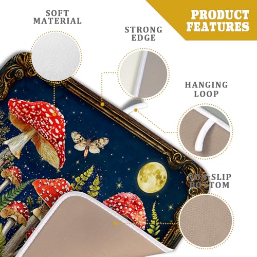 Mushroom Microfiber Dish Drying Pad Absorbent Dish Drainer Kitchen Counter Small 16 X 18 In (Funny Mushroom 829 / 18" x 16")