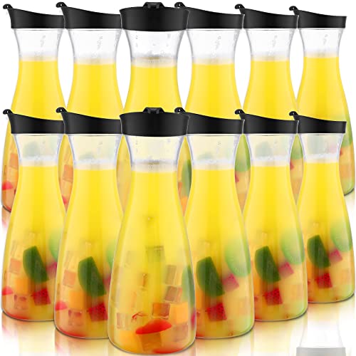 12 Pcs Plastic Carafe with Flip Top Lid (34 oz)