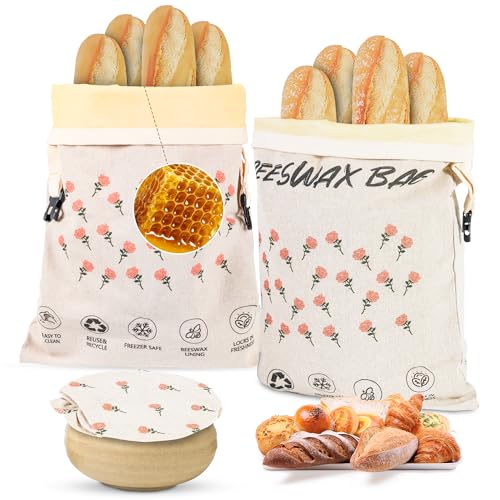 2 Pack Beeswax Bread Bag (1Rose print color)