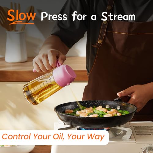 16oz 470ml Glass Olive Oil Sprayer for Cooking (Bubblegum)