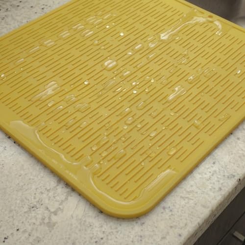 Silicone Dish Drying Mat for Multiple Usage (Yellow / 18"L x 16"W)