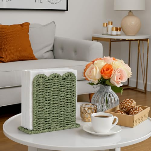 Scalloped Napkin Holder for Table Home Rustic Room Decor (Green / Standing Style1)
