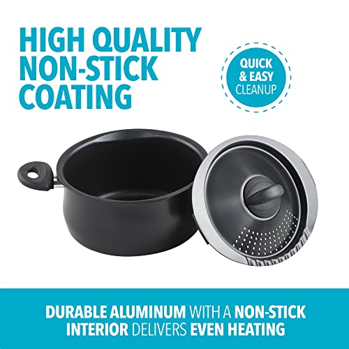 5.5 Quart Nonstick Aluminum Pasta Pot with Strainer Lid and Handles