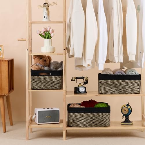 Large Storage Baskets for Shelves (3pcs-L17×W13×H7.5" / Woven Brown)