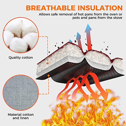 4PCS Oven Mitts and Pot Holders Sets 500°F Pot Holders for Kitchen Heat Resistant Oven Gloves Anti (4pcs Black)