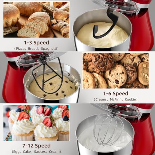Stand Mixer 12 Speeds Tilt (Red)