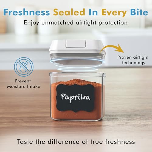 6PC (0.5L, 2.1 Cup, 17oz) Airtight Spice Storage Containers, 6 Spoons (White - 6 Pc / 6 Pc - 0.5 Liter)