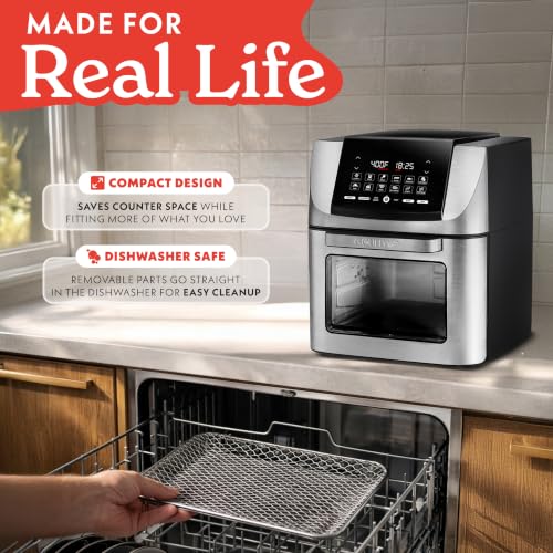 Air Fryer 14 Qt Rotisserie Oven with Window (Stainless Steel)
