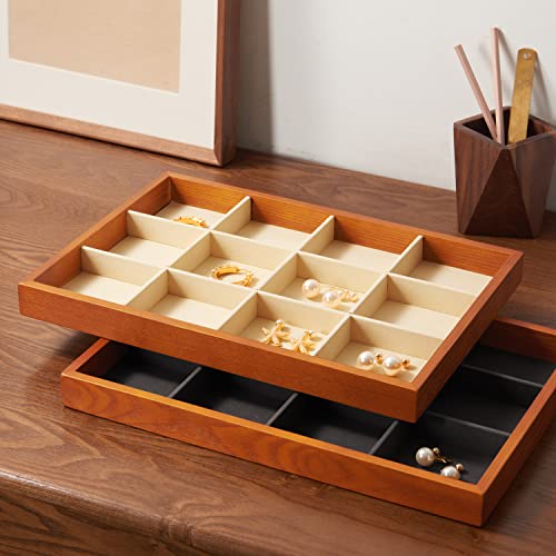 Solid Wood Jewelry Tray (Grey 12 grid tray)