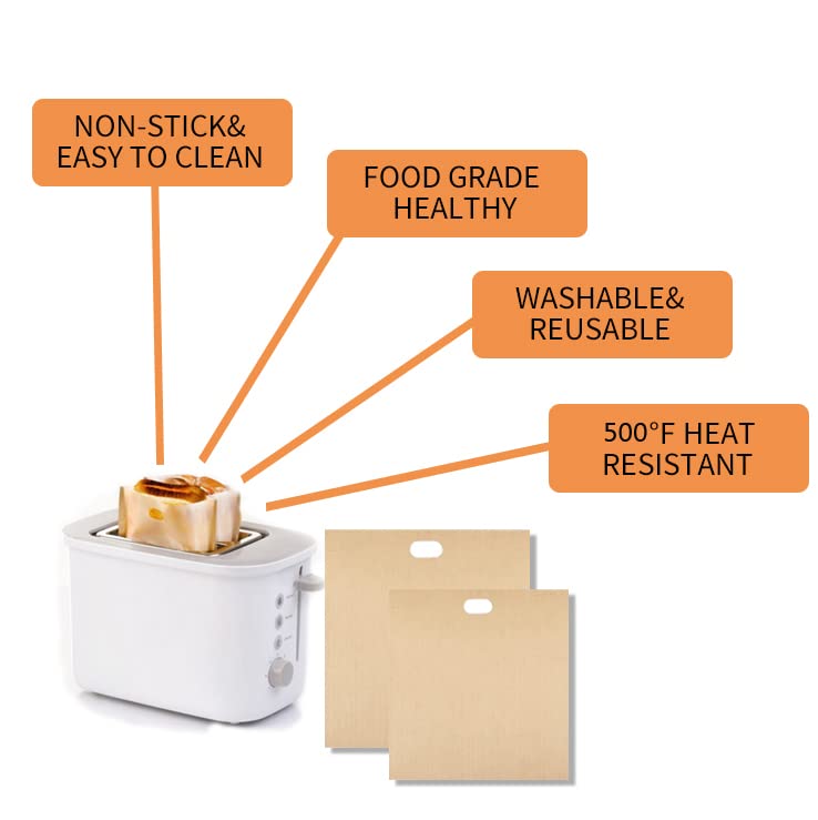 8 Pack Toaster Bags Nonstick Reusable Easy to Clean for Grilled Cheese Sandwiches Toast Bread Snacks