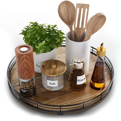 Acacia Wood 13" Lazy Susan Turntable Organizer for Table Top