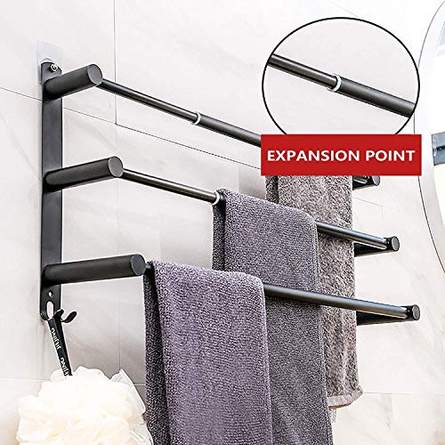 Black Adjustable Towel Bar for Bathroom Wall Mount17