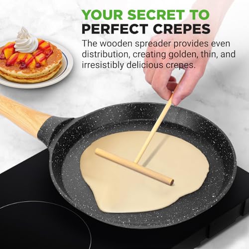11” Non Stick Crepe Pan with Wooden Spreader (Black / 11")